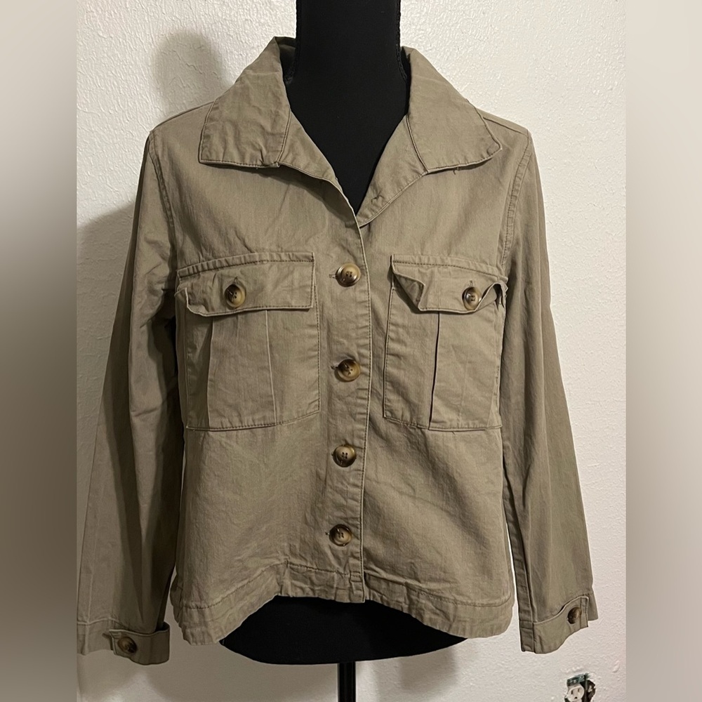 Hayden Military Green Button Front Utility Jacket Button-Up High low Versatile